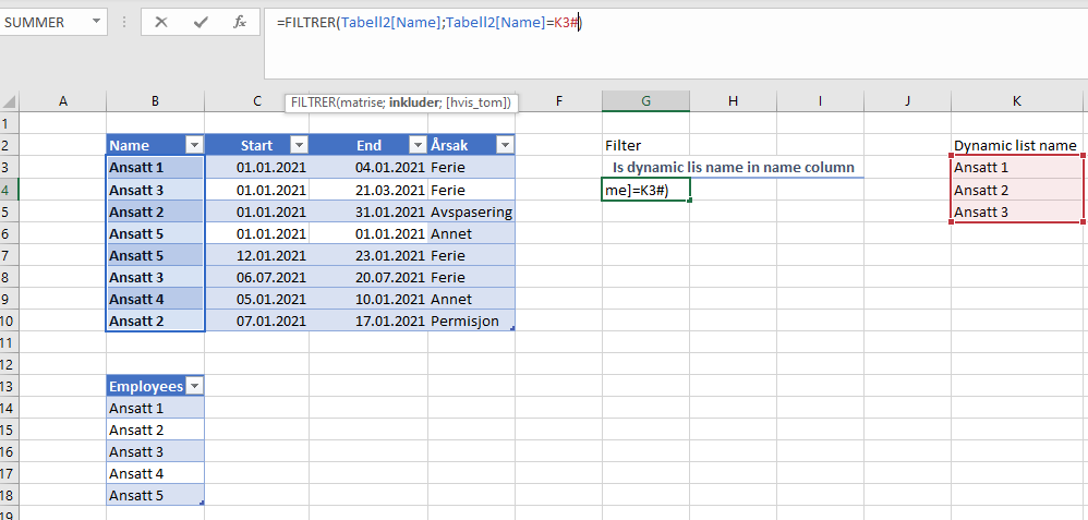 Excel filter when found in a second table. - Microsoft Tech Community