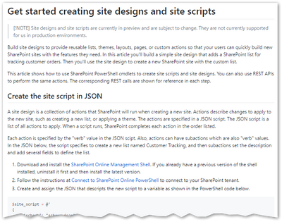 Get started creating site designs and site scripts.png