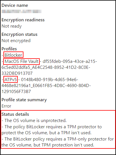 Scenario 1 - Device is not ready for encryption and not encrypted