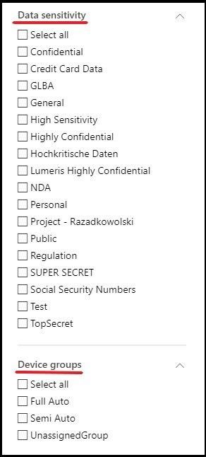 Data Sensitivity and Device Groups