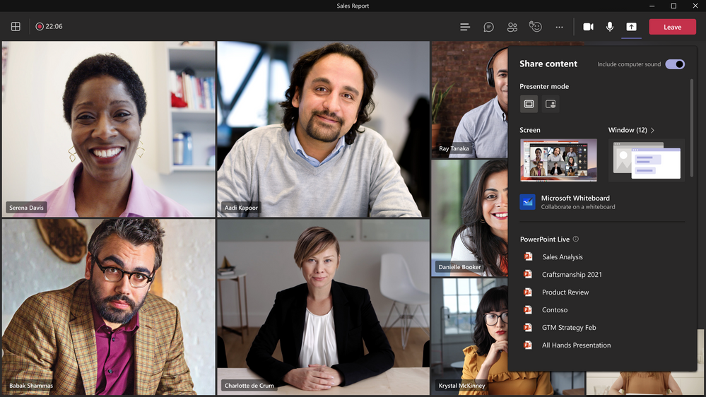 thumbnail image 1 captioned Share content in Microsoft Teams meetings