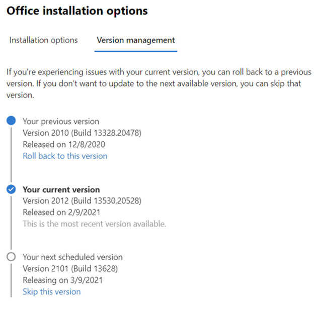 Skip and rollback are now generally available in the Microsoft 365 admin center