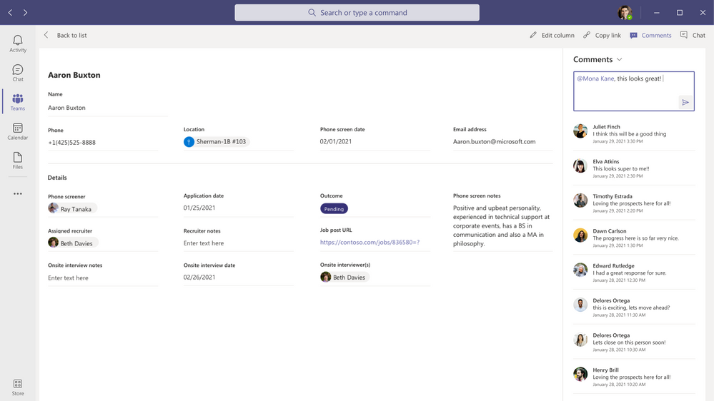 thumbnail image 3 with subtitles Add comments and @ mentions that live within the list and storage scheme - now available on Microsoft Teams.