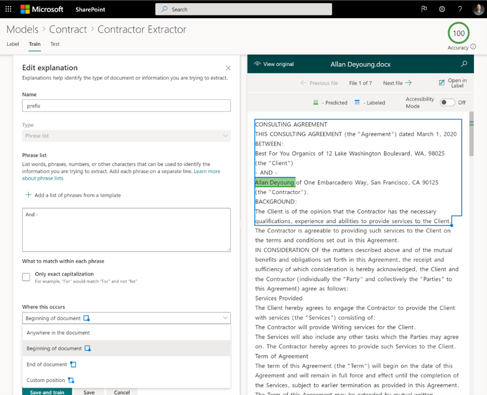 Use regions in document for more precise modeling