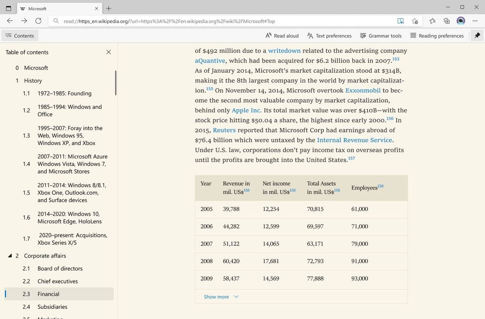thumbnail image 5 of blog post titled Make reading Wikipedia content easier and more accessible with Immersive Reader in Edge Re: Make reading Wikipedia content easier and more accessible with Immersive Reader in Edge 