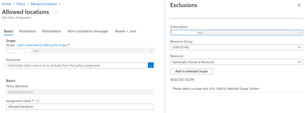 Exclude a resource group from an Azure Policy assignment