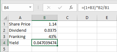Formula to Calculate Dividend Yield with Franking - Microsoft Community Hub