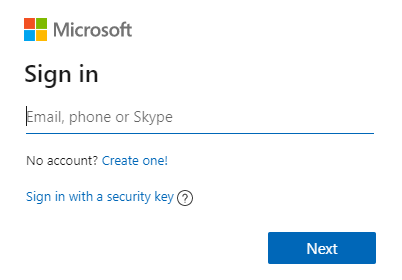 A sign-in window for a Microsoft service