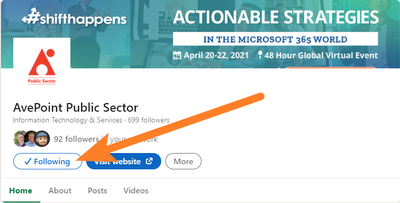 "Follow" the AvePoint Public Sector LinkedIn page for notifications every time we go live!