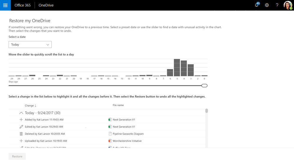 Files Restore Histogram