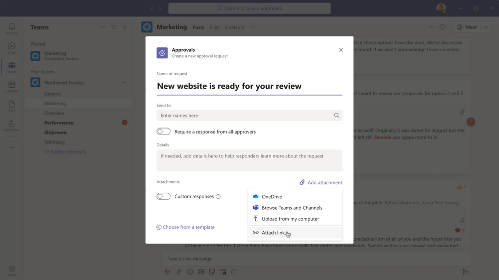 thumbnail image 2 of blog post titled Streamline requests with new approval features in Microsoft Teams 