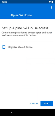 Register shared device screen