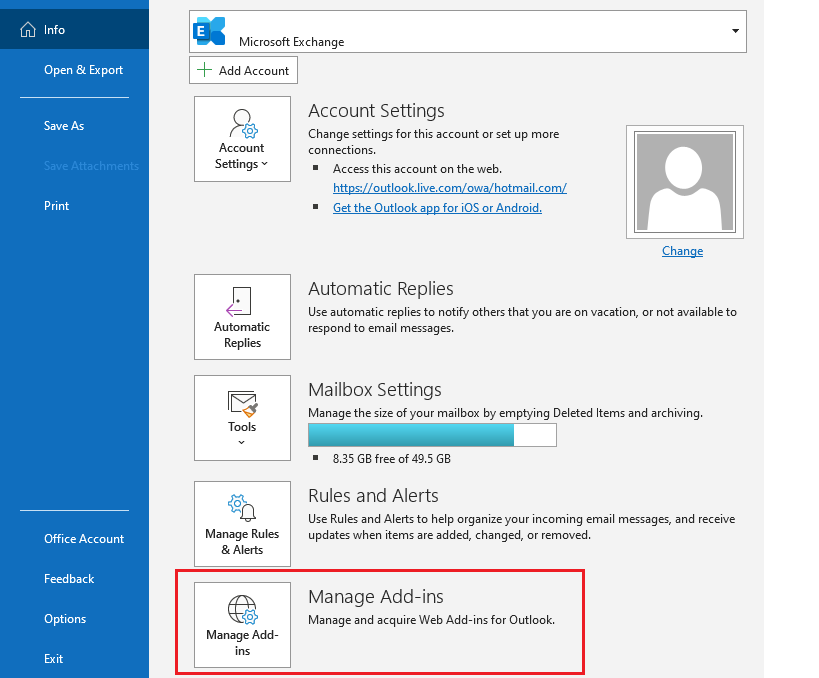 Hiding or Disabling Manage Add-ins in Outlook 365 Client - Microsoft  Community Hub