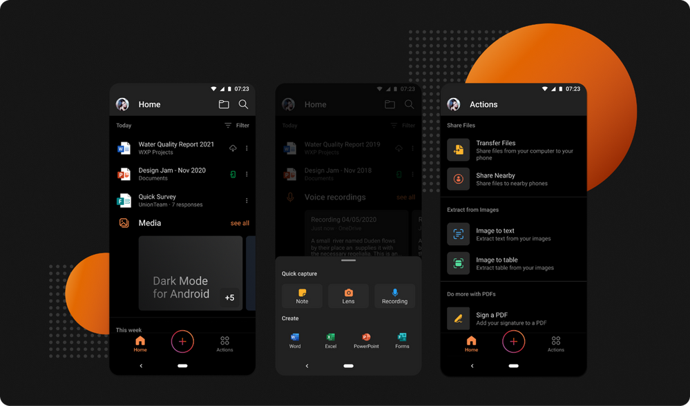 thumbnail image 1 of blog post titled 

							Introducing Dark Mode in Microsoft Office for Android


