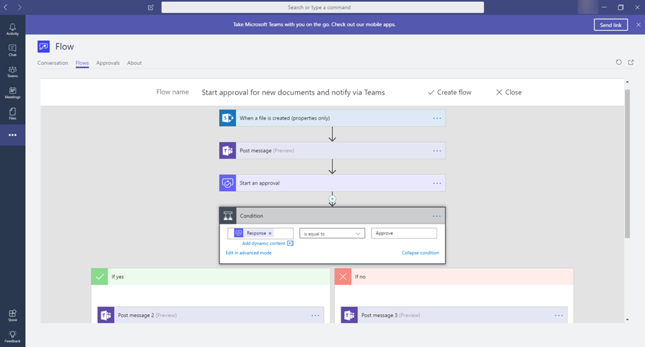 Automate tasks with Microsoft Flow in Teams