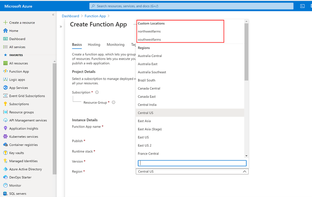 Azure Functions deployment targeting a custom location