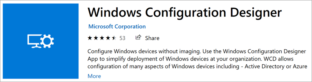 Figure 1: Windows Configuration Designer Store App
