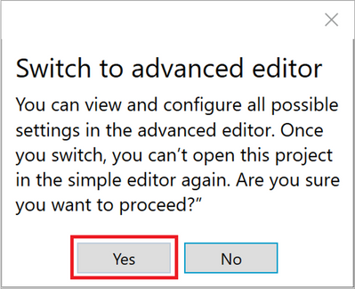 Figure 14: Switch to advanced editor