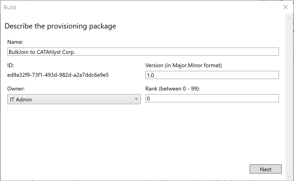 Figure 18: Describe the provisioning package