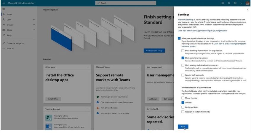 Image showing the new tenant administrator controls