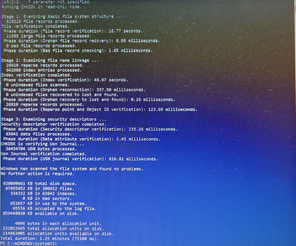 CHKDSK Read-only Mode