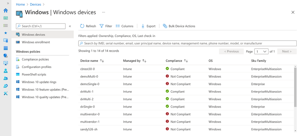 Windows 10 Enterprise multi-session VMs in the Microsoft Endpoint Manager admin center.