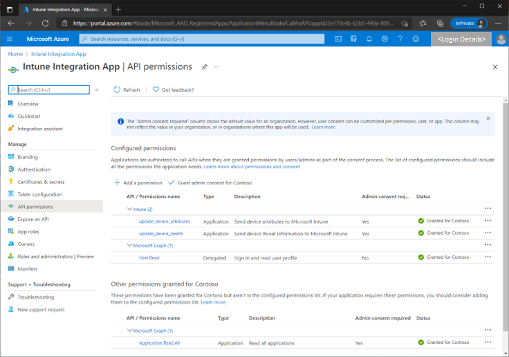 Figure 15 - Navigating to the API permissions blade in the Azure AD portal.