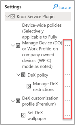 To edit previous KSP configuration settings, select the "ellipses" button next to an item.