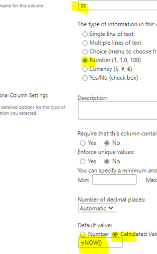 NOW() - calculated default value not working - Microsoft Community Hub