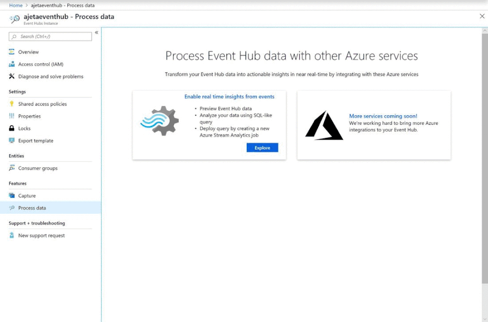 1-click integration between Event Hubs and Stream Analytics
