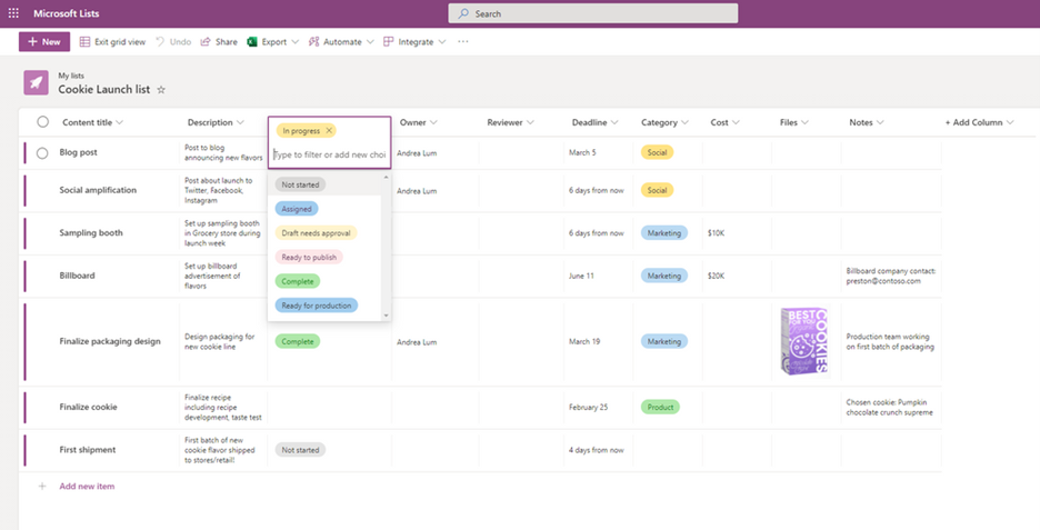 Edit in grid view to make quick changes, including bulk actions, across multiple rows and columns.