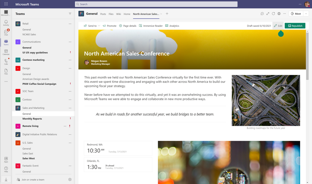 SharePoint pages and News pinned as tab in Microsoft Teams