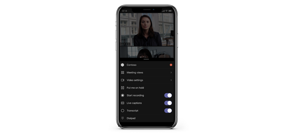 Image displaying a meeting app tab via the Teams mobile app