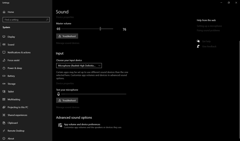 Choose the option under the Advanced sound options