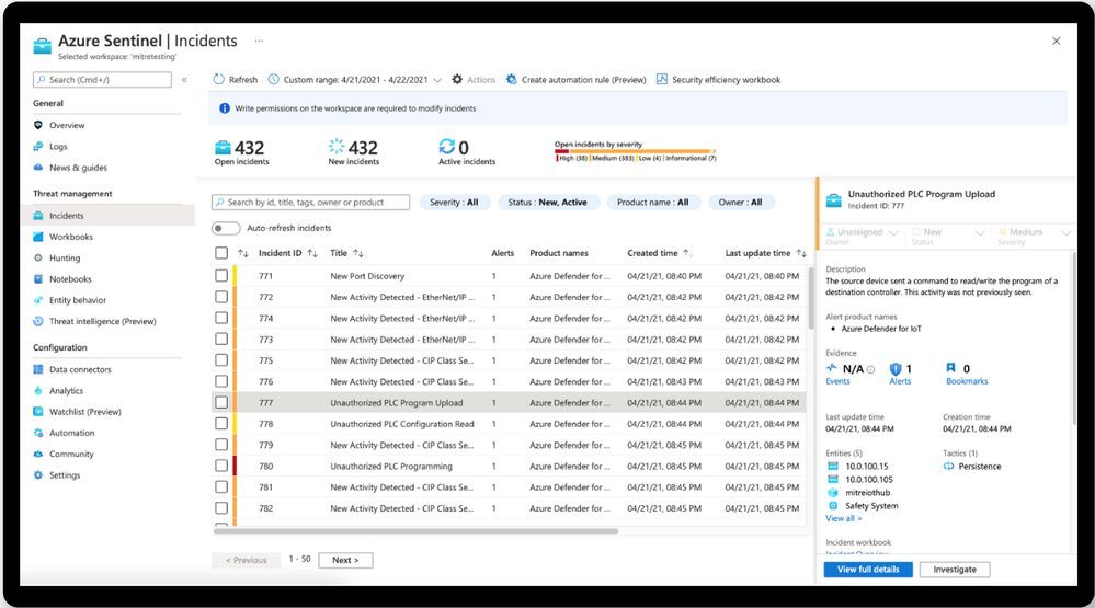 Defender for IoT alerts in Azure Sentinel.png