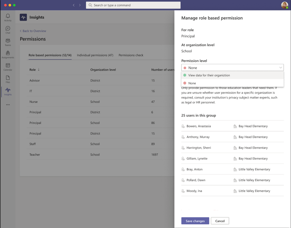 Role-based permissions