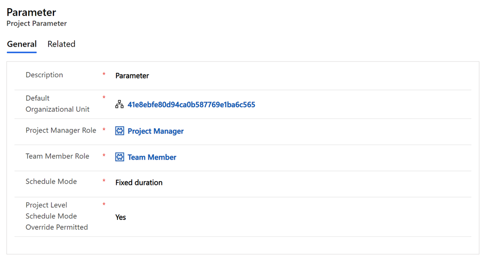 Project Parameters and my settings for schedule modes