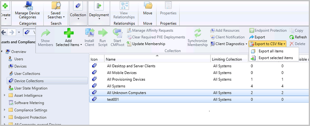 Export contents of a grid view using Configuration Manager Technical  Preview 2108 - Microsoft Community Hub