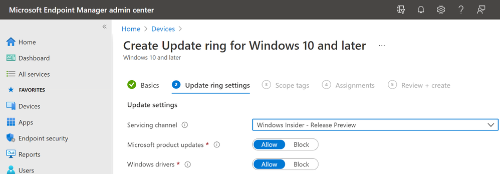 thumbnail image 3 captioned Setting Servicing channel to Windows Insider - Release Preview