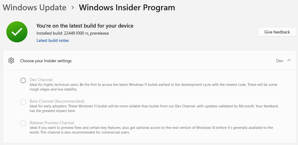 SWITCHING FROM DEV TO BETA CHANNEL ON WINDOW 11 - Microsoft Community Hub