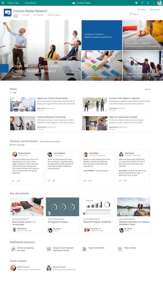 Yammer conversations in a SharePoint communications site