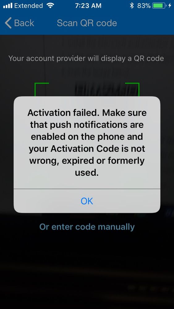 Microsoft authenticator app code not working