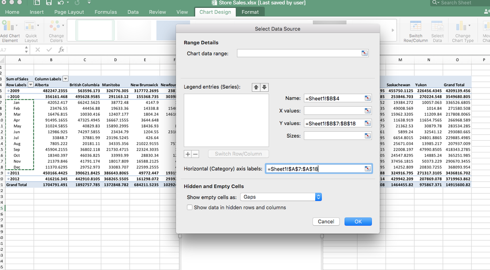 Can't able to create chart from Pivot table in excel 2016 for mac. -  Microsoft Community Hub