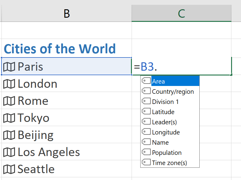 The dot operator and autocomplete are how you use fields in a formula