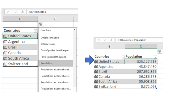 It’s easy to pull fields out to a column of a Table – Excel writes the formula for you