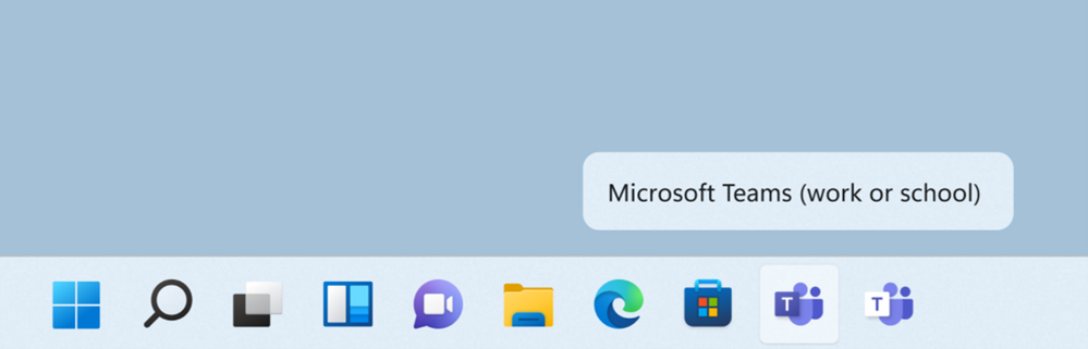 Microsoft Teams icons and label in the Windows Taskbar.