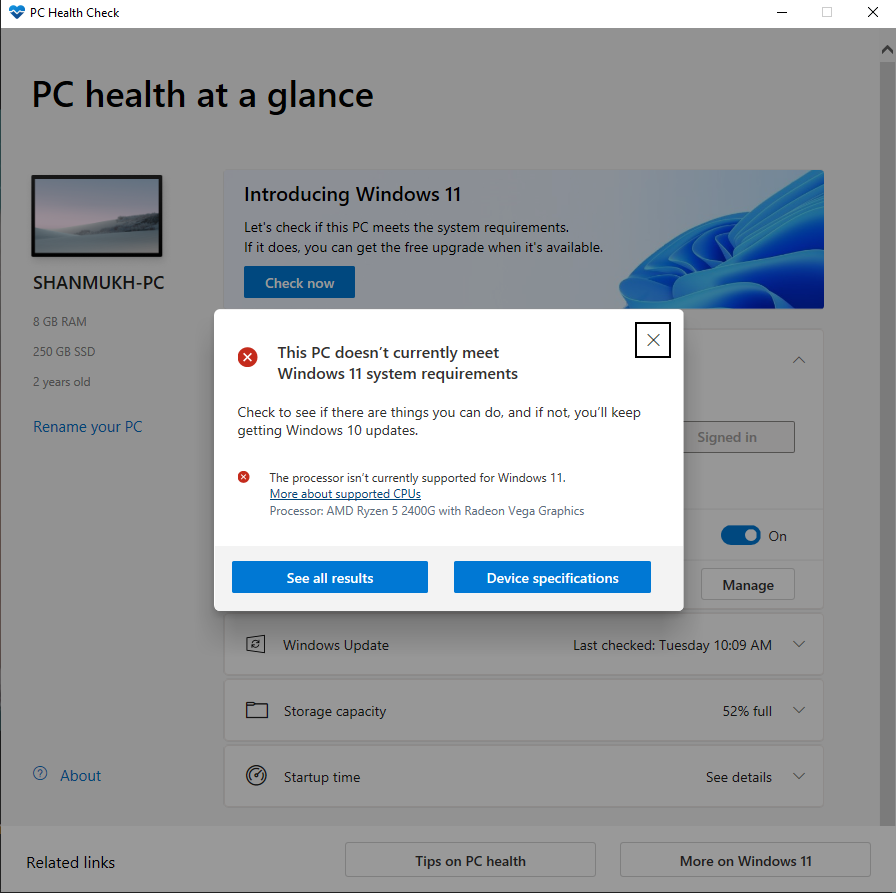 Windows 11 doesn't support AMD Ryzen 2400G with Vega Graphics 11. -  Microsoft Community Hub