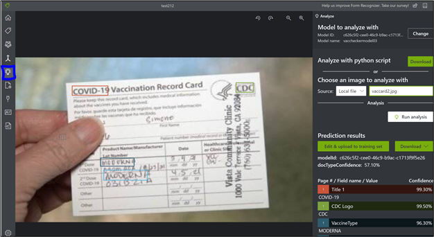 Figure 9: OCR Analyzes a new vaccination card