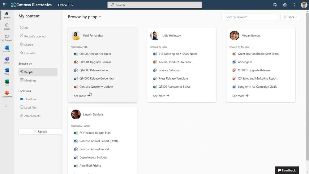 Browse your Office.com content by People.