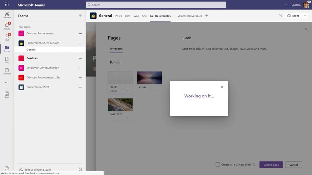 Create new SharePoint pages as tabs in Teams - directly from within Teams.